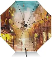 [RPLIFE] Compact Umbrella, Umbrella Strong Windproof, Automatic Open/close, Compact Size for Women Backpacks/Handbags, Painting Street Paris Eiffel