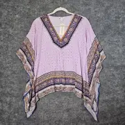 Sundance Kimono Top Womens XS Purple Blue Island Medallion Mixed Print New