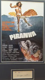 Piranha 1978 Poster with Signed Autograph card by Bradford Dillman Framed