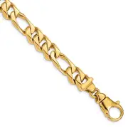 Solid 14K Yellow Gold 9 inch 10.9mm Hand Polished Fancy Link with Fancy Lobster Clasp Bracelet