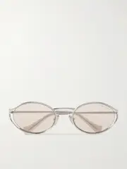 [Miu Miu Eyewear] Miu Miu Eyewear - Oval-frame Silver-tone Sunglasses - One size One size Silver