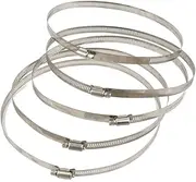 5 Pcs 7.8 inch/200mm Stainless Hoop Steel Hose Clips Duct Clamps Adjustable Worm Drive Hose Clamp for Inline Duct Fan Hydroponic Duct Hoop