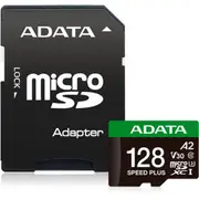 ADATA Speed Plus microSDXC Card with Adapter - 128GB UHS-I U3 A2 V30, Read Upto 180MB/s, Write Upto160MB/s [UD128GUI3V30A2SP-RA1]