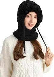 [KEOYA] Women One-Piece Slouchy Winter Beanie Hats Fleece Lined Scarf Mask Warm Cap Balaclavas Knitted Hat