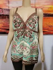 Nicole Miller Size 16 Mint Garden Gate Women's Top Tunic Blouse #7
