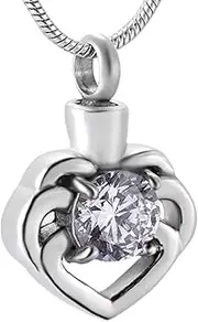 BIAIHQIE Large Raised Crystal Heart Urn Hold Ashes Retro Keepsake Urn Pendant Necklace for Pet/Human Ashes Memorial Jewelry
