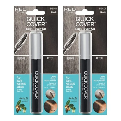 RED by KISS Quick Cover Root Touch Up Rescue (Black 2 Pack), Mascara Natural Wat
