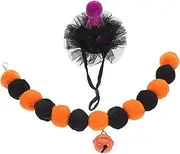 1 Set Pet Halloween Costume of Cat Collar with Bell Bat Hat Durable Reusable Comfortable Design for Pets for Halloween Photos Celebrations