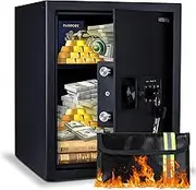 Safe Box, 1.7 Cubic Feet Home Safe, Electronic Digital Keypad, Alarm System, Money Safe W/Fireproof Bag, Removable Shelf, Small Safe for Money Documents,Home Use Safe,13.78"D x 12.99"W x 16.54"H
