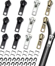 Zipper Repair Kit (52 Pcs), Universal #5 Zipper Replacement Slider Kit, Zipper P