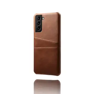 Samsung Galaxy S21 FE 5G 皮革保護殼牛皮仿真皮紋雙插卡手機殼背蓋手機套