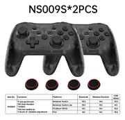 2PCS Bluetooth 2.4G Wireless Controller For Nintendo Switch Pro PC TV Box Smart Phone Tablet PS3 Tesla Shock Joystick Gamepad With Box 2PCS NS009S bla