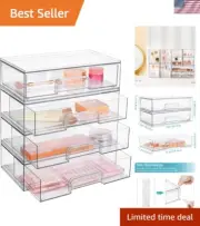 12''W Clear Stackable Storage Drawers,4 Pack Acrylic Plastic Organizers Bins ...