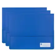 3PK Marbig Wallet A4 Page Heavy Duty Polypick Document Sleeve/Folder Blue