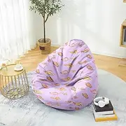 Lukery Bean Bag Chair Cover, Stuffed Animal Storage Bean Bag Chair Cover Kids Adults(No Filler), Butterfly Print Indoor Bean Bag Covers Sofa Gaming Storage Bag Lazy Lounger (70x80cm,Purple)