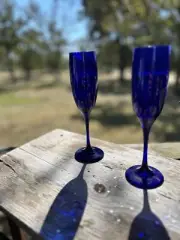 Cobalt Blue Champagne Flutes By Libbey