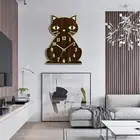 Cute Cat Luminous Wall Clock Digital Wall Clock Silent Non-ticking Indoor Clock