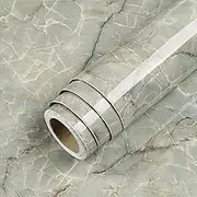 LACHEERY 317"x15.8" Grey Green Marble Contact Paper Waterproof Peel and Stick Wallpaper Roll Waterproof Marble Countertop Contact Paper for Kitchen Cabinets Backsplash Desk Counter Top Cover