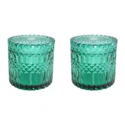 2PK LVD Glass Trinket Box Storage Decor Round Vers Large 10.5cm - Azure