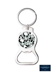 PANDA BEARS DESIGN CUSTOM ROUND METAL BOTTLE OPENER KEYCHAIN KEY RING GIFT NEW