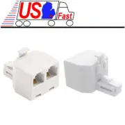 RJ11 6P4C 1 Male to 2 Female Telephone Phone Line Splitter T Adapter White