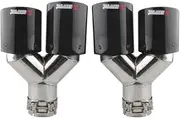Carbon Fiber Tail Throat Car Modified Exhaust Tip Y-type Stainless Muffler Tail Tip Universal Double Exhaust Tip Mufler(1Left1Right 2pc)