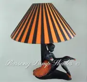 PLASTIC RIBBON LARGE "COOLIE" ORANGE & BLACK LAMPSHADE for BARSONY LADY LAMP