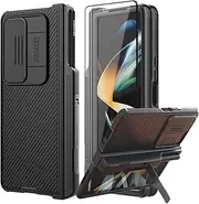 [COCOING] for Samsung Galaxy Z Fold 4 Case with S Pen Holder & Slide Camera Cover & Screen Protectors,Hinge Protection with Hidden Kickstand Phone Case for Samsung Galaxy Z Fold 4(2022) Black