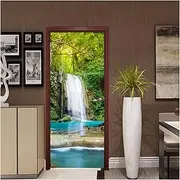 Door Stickers Self-Adhesive Door Sticker Landscape Waterfall Art Home Decoration Door Cover Wall Sticker Mural Porch Wallpaper Poster(90x200cm)