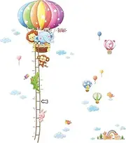 DECOWALL DAT-1606N Animal Hot Air Balloon Height Growth Chart Kids Wall Stickers Wall Decals Peel and Stick Removable Wall Stickers for Kids Nursery Bedroom Living Room