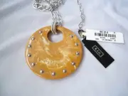 RJG Graziano Marbled Butterscotch Lucite Studded Pendant Necklace