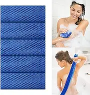 5 Pieces African Net Bath Sponge,Long Net Bath Sponge Exfoliating Shower Body Scrubber Back Scrubber Skin Smoother,Back Foot Scalp Scrub, Flat Dead Skin Remover (Blue, 30 * 80CM)
