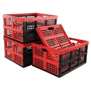 34 Quart Collapsible Storage Crate, Plastic Folding Basket Container Bins, 4 ...