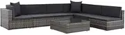 vidaXL Garden Lounge Set - Poly Rattan Construction in Grey - Includes Corner Sofas, Centre Sofas, and Cushions