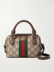 [Gucci] Gucci - Ophidia Mini Leather-trimmed And Webbing-trimmed Printed Coated-canvas Tote - Beige - One size One size Neutrals