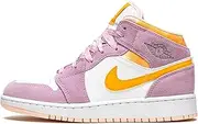 [Nike] Jordan 1 Mid Grade School GS Pink Yellow Women's (Numeric_4)