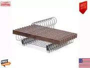 Wooden Pants Skirt Trousers Hangers with Clips(10Pcs Retro) Non Slip Wooden New!