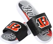 FOCO Womens NFL Team Big Logo Shimmer Slide Flip Flop Sandals