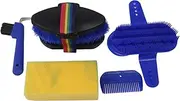 6Pcs Stable Cleaning Kit,Professional Sponge Fur Comb Horseshoe Hook Stable Brush Set,Portable Horse Fur Stable Cleaning Kit for Horse and Stable