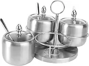 Cabilock European Style Spice Jar Set 3 Compartment Condiment Rack for Kitchen Storage Organization