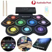 Portable Electronic Drum Kit Pad Hand Roll Speaker Roll Up Compact Kids Gift AU