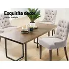 2-PCS Fabric Dining Chair Retro Cafe Seat French Provincial Tufted Button 13CM