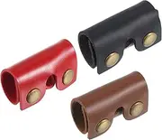 uxcell Leather Razor Head Protecting Cover, 3-in-1 Safety Razor Head Protecting Sheath Shaver Tip Cover for Travel, Red Black Brown