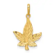 14K Yellow Gold Diamond-Cut Leaf Pendant