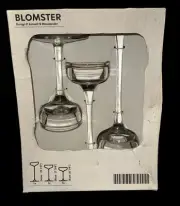 New IKEA Blomster 3 Piece Candle Holder Set Clear Glass Amsell Berlin