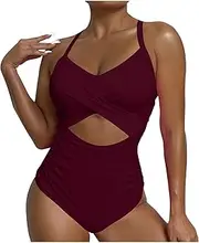 zcgoxvn Women One Piece Swimsuit Tummy Conrtol Twist Front Criss Cross Swimsuits High Cut Tankini