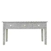 Zohi Interiors Bone Inlay Console Table in Chevron Black