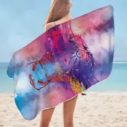 Watercolor Background Cow Microfiber Beach Towel