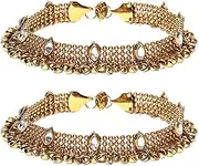 [Generic] Traditional Gold Plated Stylish Anklets for Women and Girls By Indian Collectible, Medium, Metal, no gemstone