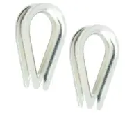 1/8" Wire Rope Thimble (2-Pack) for Securing Cable with a Looped End